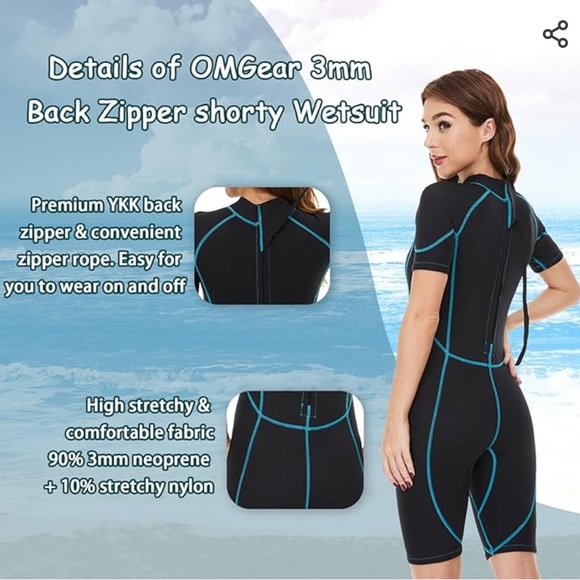 OMGear Wetsuit Women 3mm Neoprene Dive Snorkeling Dive Wet Suit Size Small - Picture 4 of 9